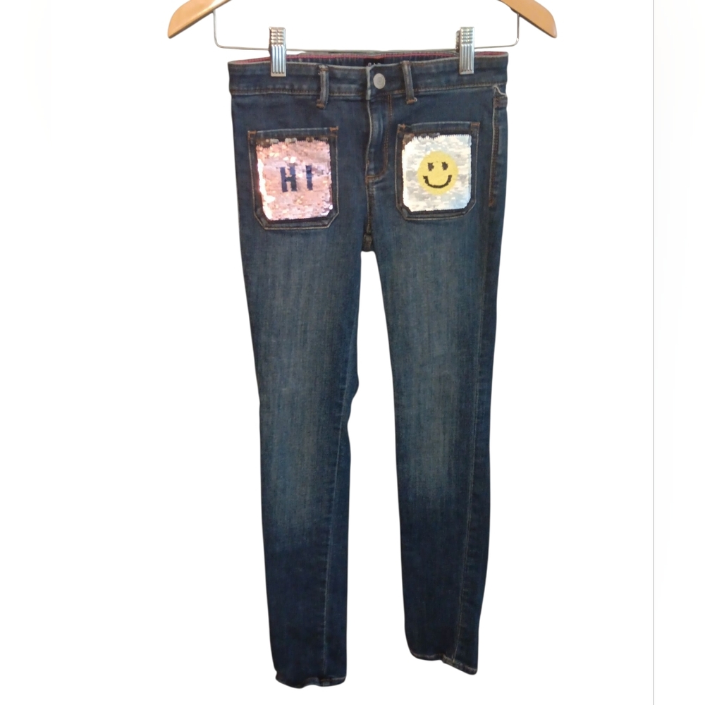 GAP Blue Skinny Jeans with Sequin Pockets